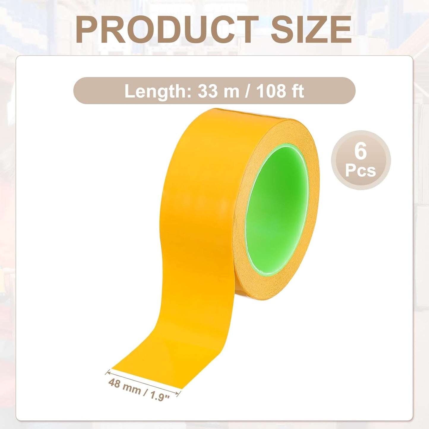 PATIKIL Floor Marking Tape 2 Inch x 110 Ft, 6 Pcs Self-Adhesive Warning Safety Tape Caution Stripe for Walls Floors Pipes Equipment Outdoor, Yellow