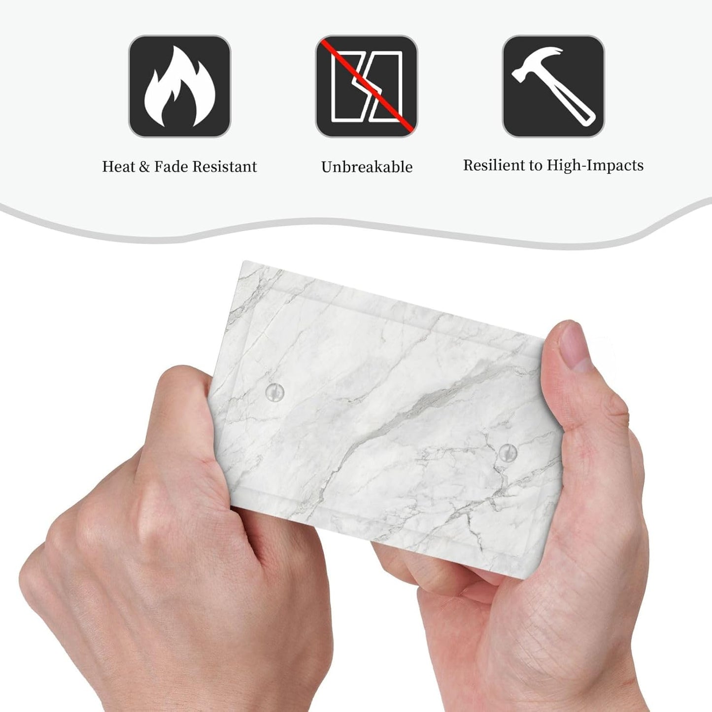 Light Switch Cover Plate Marble Granite White And Grey 1 Gang No Device Blank Electrical Wall Plates Faceplate Decorative Switch Plate for Home Bedroom Decor