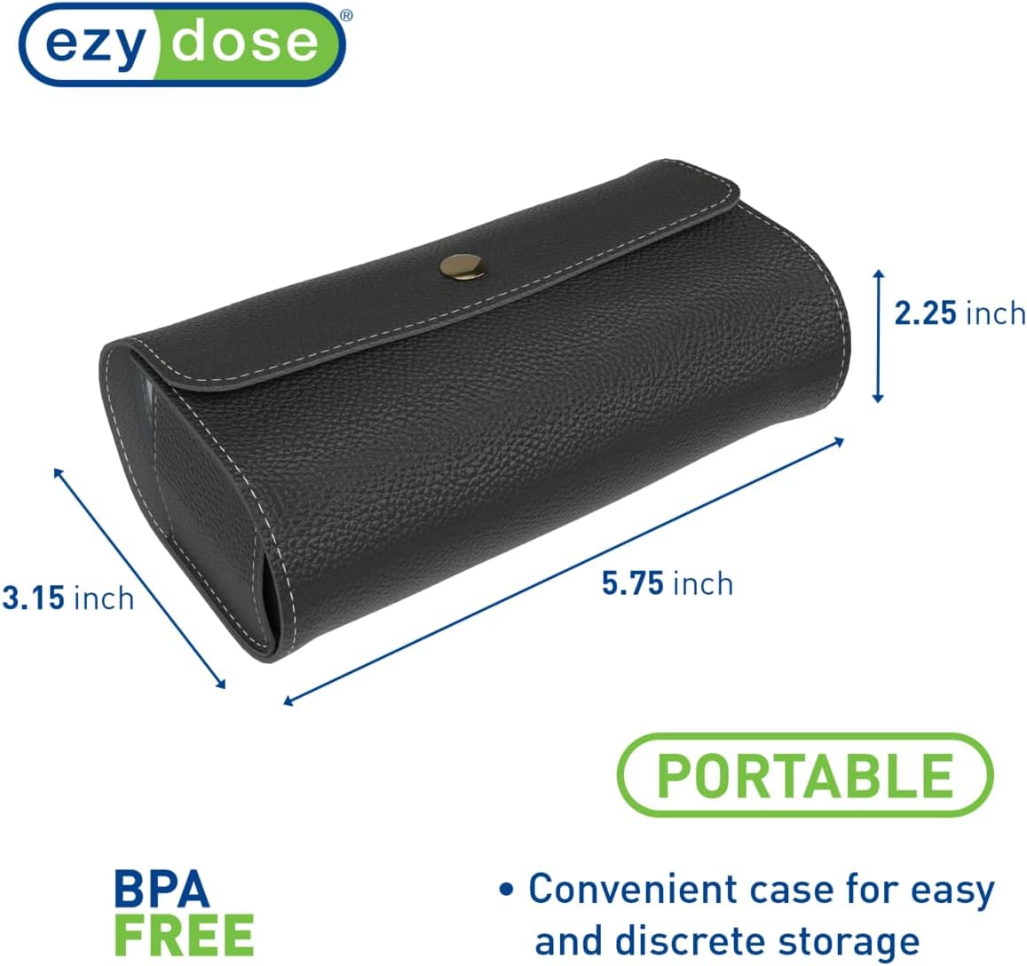 EZY DOSE Weekly (7-Day) AM/PM Pill Case, Medicine Planner, Vitamin Organizer, Pop-Out Compartments, 2 Times a Day, Black Lids, Includes Black Case, BPA Free
