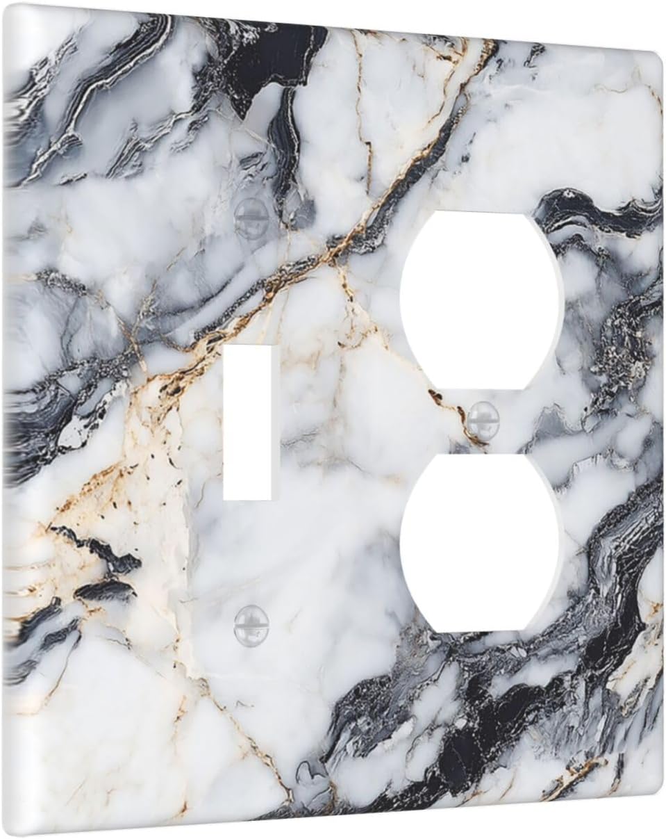 Outlet Covers Black Gold Marble Abstract Modern Luxury 1 Toggle 1 Duplex Switch Plate Covers Electrical Light Switch Cover Plate Decorative Wall Plate Socket Cover for Bedroom Home Decor