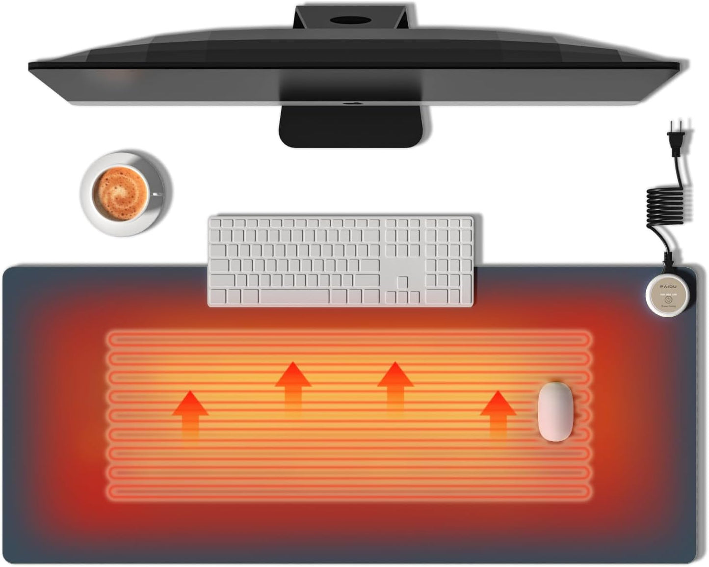 Heated Mouse Pad Hand Warmers, Electric Warm Office Desk Mat, 31.5" x 13", 3 Control Levels Temperature 3 Hours Auto Shut-Off, Suitable for Home/Offices Computer Keyboard Pads (Navy Blue)