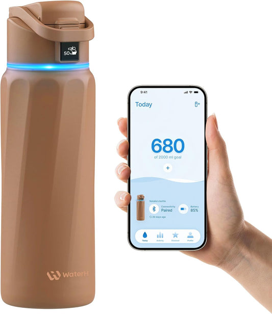 BOOST Smart Water Bottle with Reminder & Tracker, Double Wall Vacuum Insulated Bottles Stainless Steel, 32oz BPA-Free Wide Mouth for Gym, Office, School, Ideal Gift for Christmas, New Year