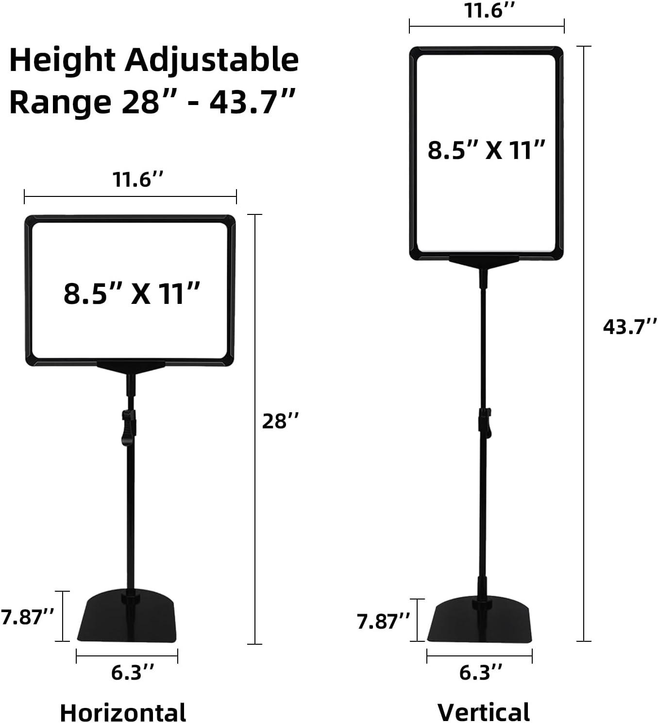Adjustable Sign Holder Stand 8.5 x 11, Sign Stand for Display,Adjustable Sign Holders For Table Top, Table Sign Holders, Suitable for indoor use (Black-4pcs)