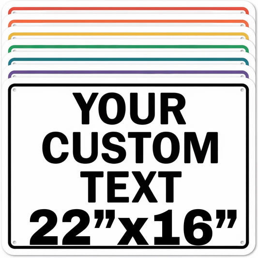 Custom Aluminum Signs – Personalized Weatherproof Metal Signs for Indoor & Outdoor Use – Multiple Sizes – Add Text/Logo – Optional Reflective & Double-Sided Printing – for Home, Business, Hazard, Garden, Door & Commercial Use (Rectangle 2, 22x16inch)