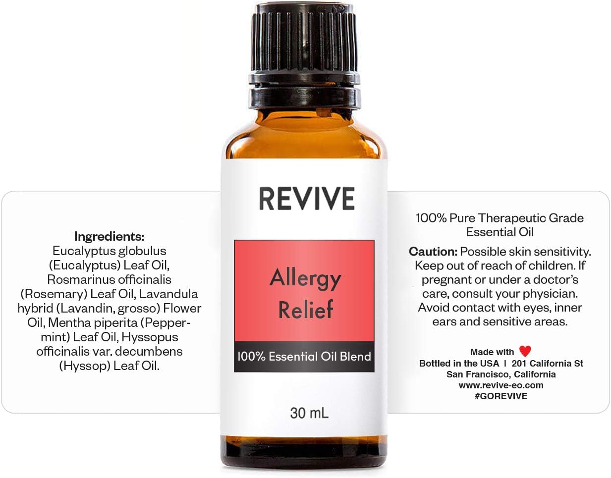 Allergy Relief Essential Oil Blend 30mL by Revive Essential Oils - 100% Pure Therapeutic Grade, for Diffuser, Humidifier, Massage, Aromatherapy, Skin & Hair Care