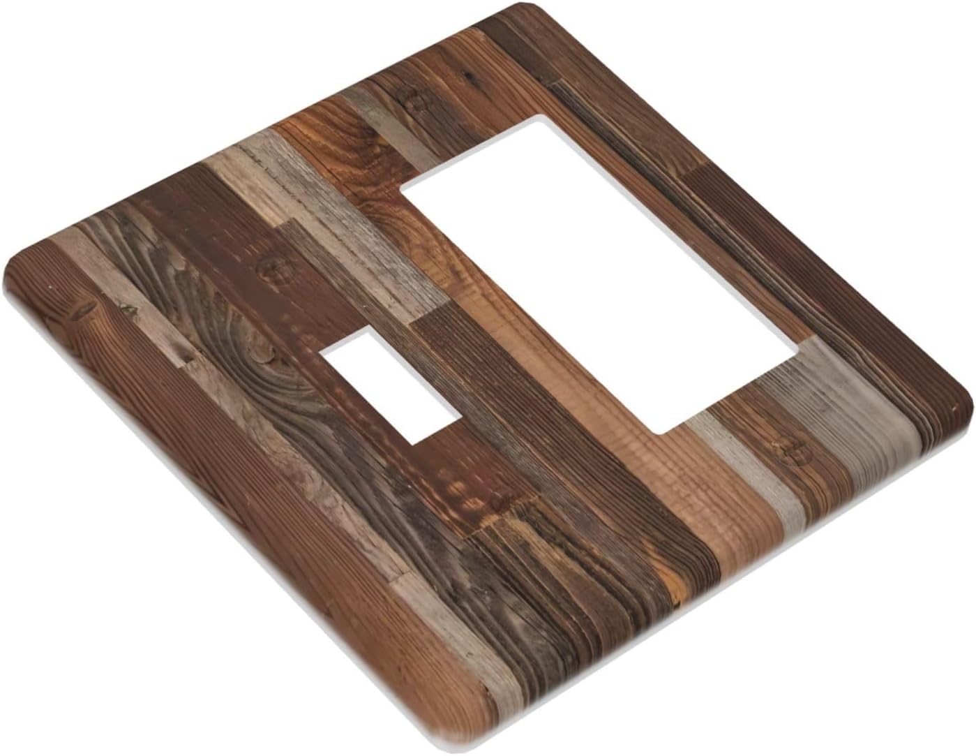 Vintage Brown Wooden Boards Print Wood Grain Outlet Covers 1 Toggle 1 Rocker Combination Decorative Wall Plate Electrical Switch Plates Light Switch Cover Plate for Farmhouse Home Decor