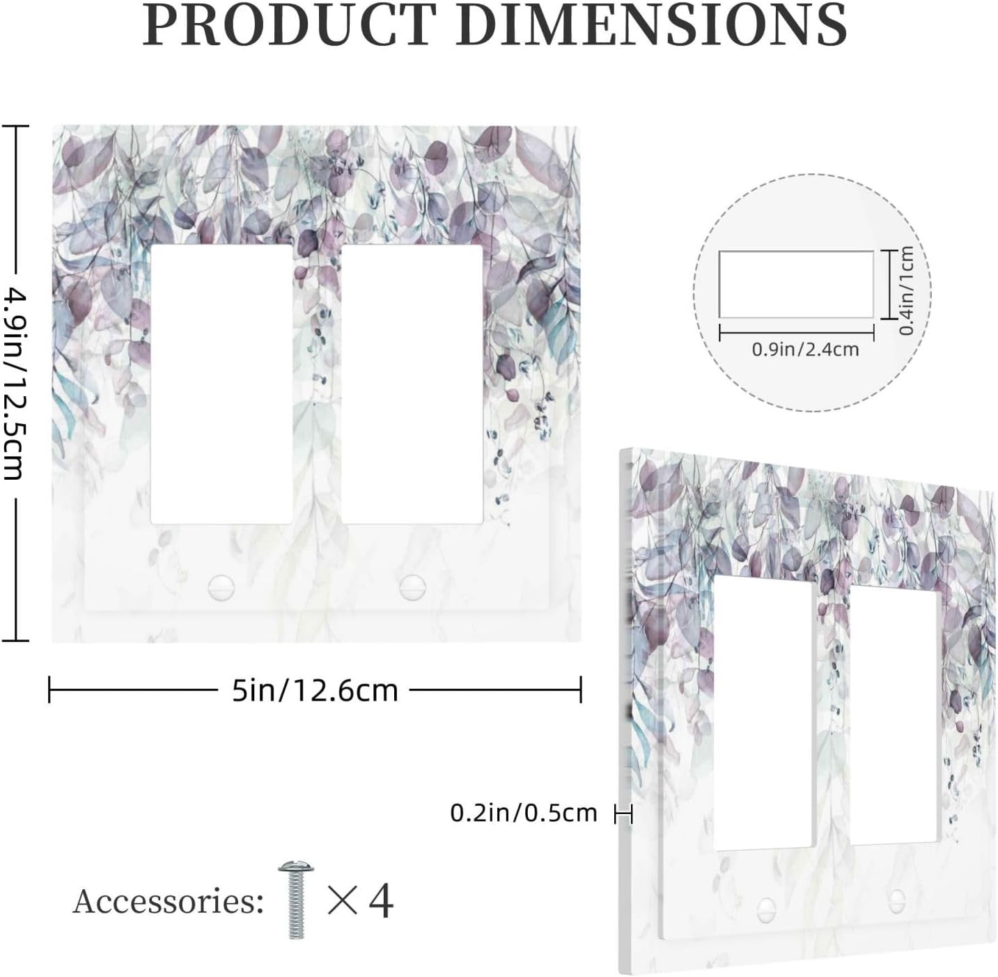 Hazy Leaves Ivy Nature Plants Eucalyptus Leave Decorative Outlet Covers 2 Gang Double GFCI Rocker Electrical Wall Panels Light Switch Cover Plate for Bedroom Home Decor