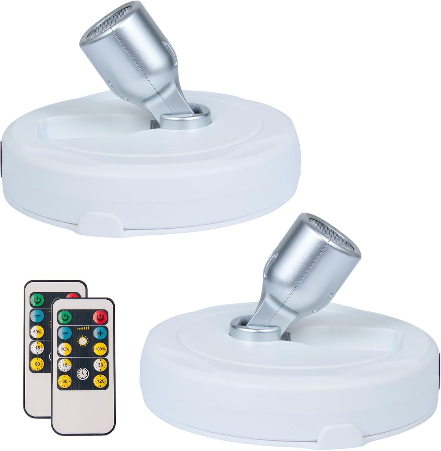 LED Spotlight, Battery Operated Picture Lights, Uplighting Indoor, Puck Lights with 2 Remote, Dimmable Spot Up Light for Wall Display Dartboard Painting Artwork Accent