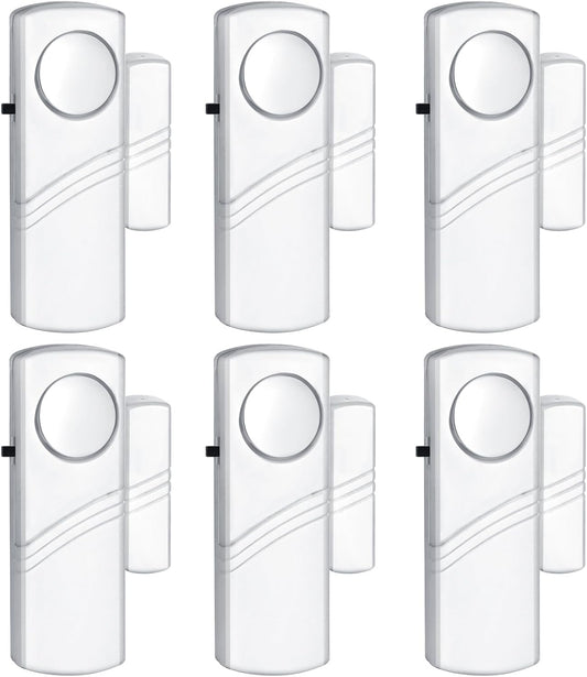 Security Door Window Alarm, 90DB Wireless Sensor Door Window Burglar Alarm, Door Alarms for Kids Safety, Easy Installation Doorbell Alarms for Office House Window Pool (6 Pack)