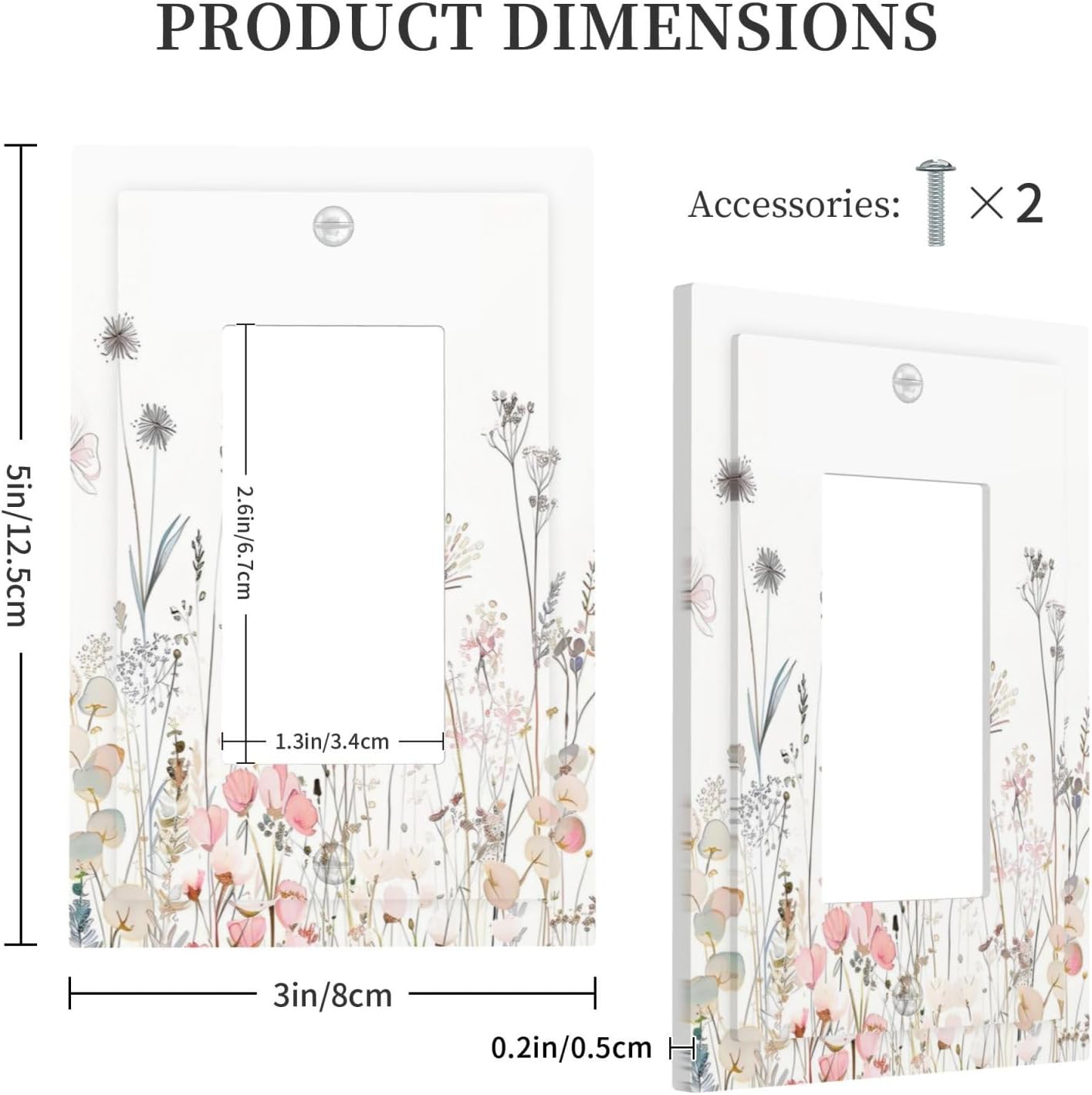 Floral Watercolor Wildflower Dandelion Plant Decorative Outlet Covers 1 Gang Single Rocker Light Switch Cover Plate Wall Plates GFCI Faceplate for Farmhouse Bed Room Decor