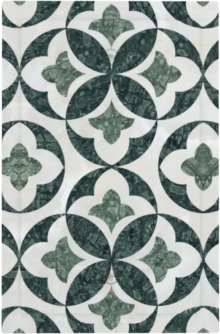 Green Luxury Modern Cubic Marble No Device Single Blank Decorative Light Switch Covers Electrical Faceplate Switch Plates for Bathroom Kitchen Home