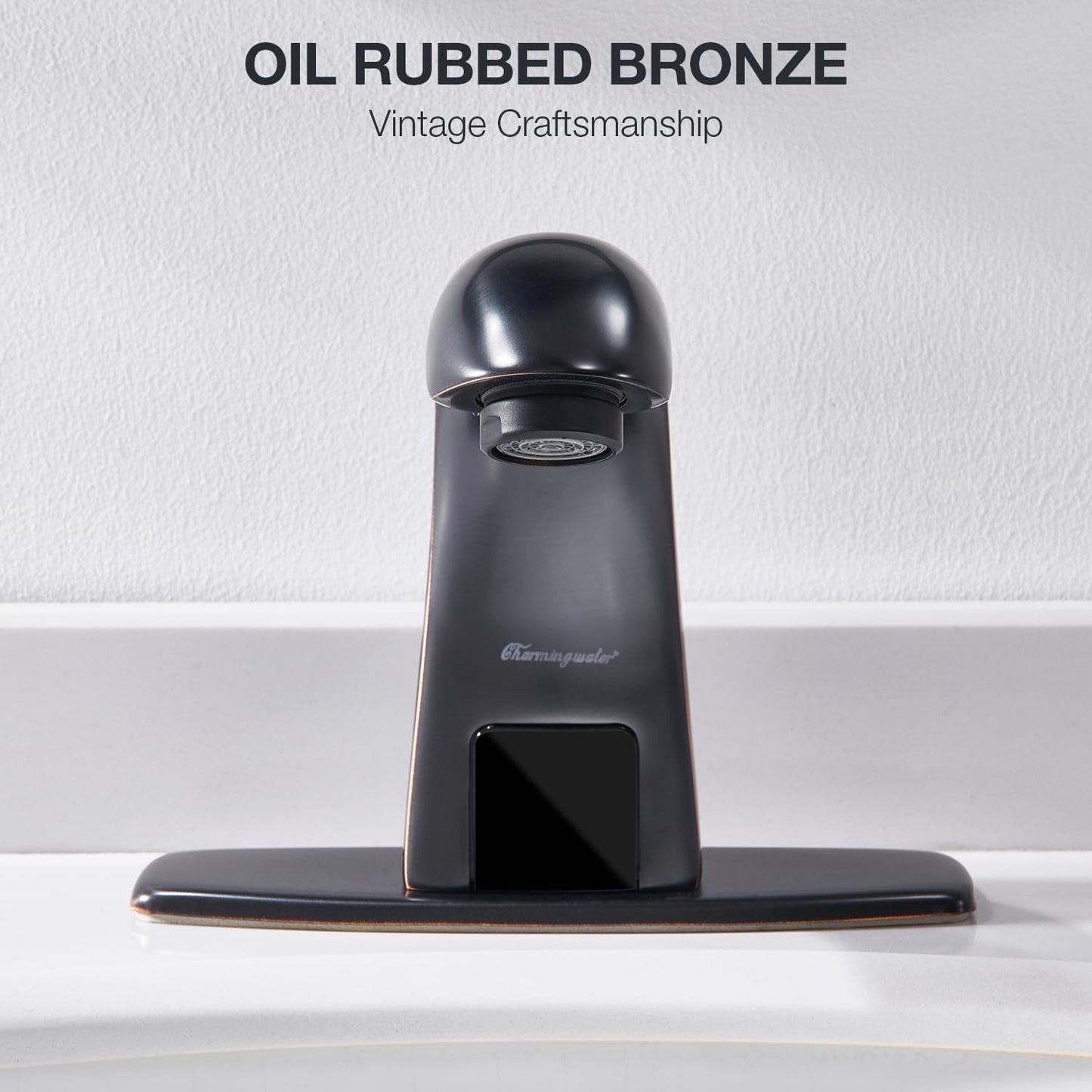 Charmingwater Touchless Bathroom Sink Faucet with Automatic Sensor, Motion Bathroom Faucet with Hole Cover Plate, Oil Rubbed Bronze