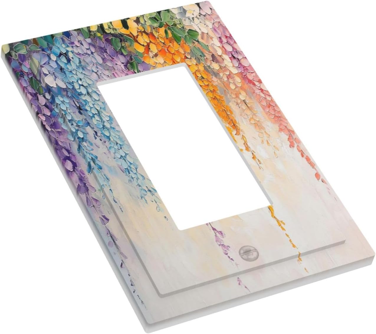 Colorful Wildflower Wisteria Cascade Floral Flower Decorative Outlet Covers 1 Gang Single Rocker Light Switch Cover Plate Wall Plates GFCI Faceplate for Bedroom Living Room Decor