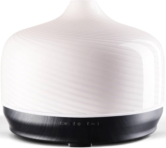 Porseme 500ml Glass Essential Oil Diffuser Aromatherapy Ultrasonic Cool Mist Humidifier 15-21 Running Hours Waterless Auto-Off Air Diffusers for Sleeping Yoga Office Working Spa and Rest (Pure White)