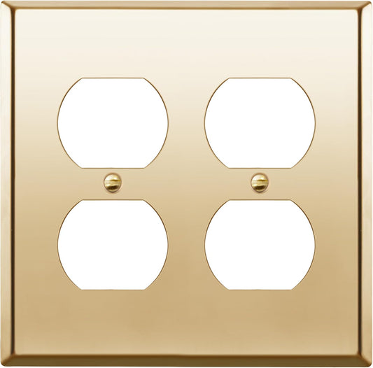 ENERLITES Double Duplex Receptacle Metal Wall Plate, Socket Outlet Switch Cover, Stainless Steel 201, Corrosion Resistant, Size 2-Gang 4.50" x 4.57", 7722-PB, Polished Brass, Gold