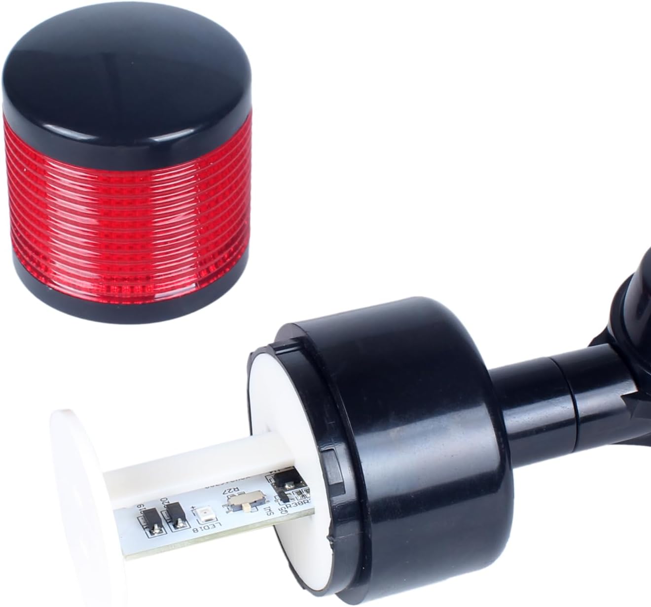 Led Signal Tower Stack Lights, Industrial Signal Warning Lights, Column Tower Lamp with Rotatable Base,Steady Flashing Switchable,110V 220V AC (1-Layer, with Buzzer) Black
