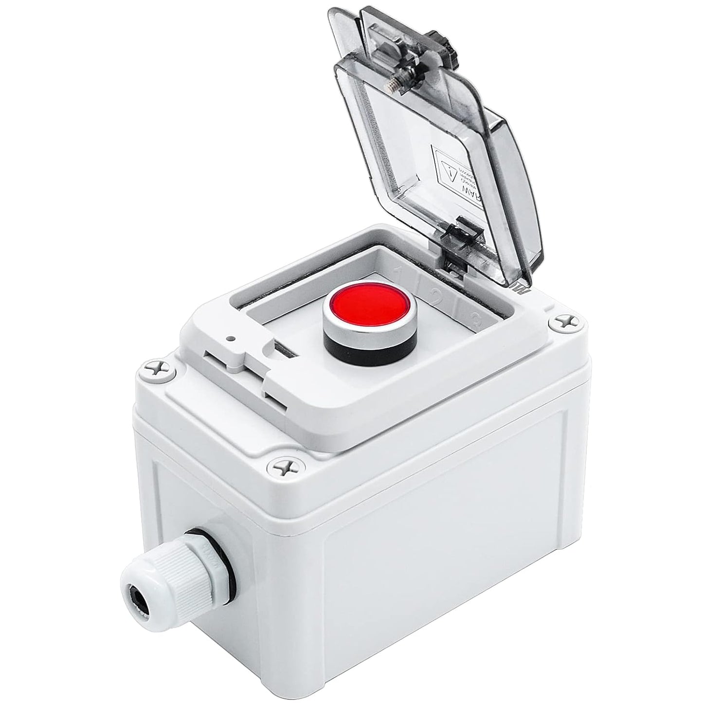 IP67 Button Switch Outdoor Waterproof Box Red Emergency Button with Protective Cover Anti-misoperation Switch(AC/DC 6A-110V/3A-240V/2.5A-380V)