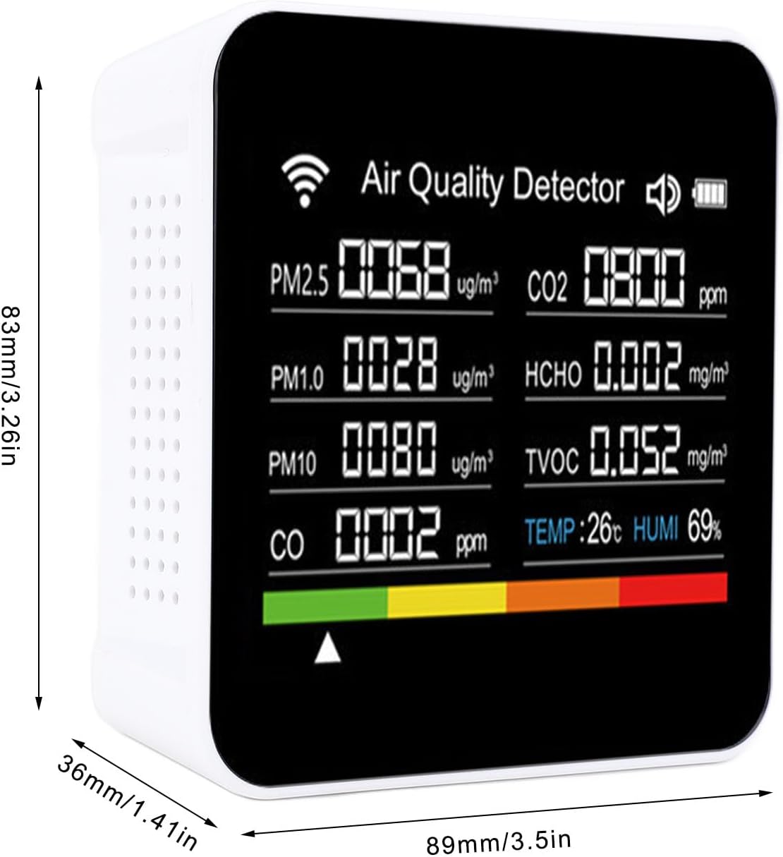 Ejoyous Smart Air Quality Detector, 14 in 1 Indoor Air Quality Monitor with PM2.5 VOCs Temperature Humidity Sensor, for Home Office Travel Use