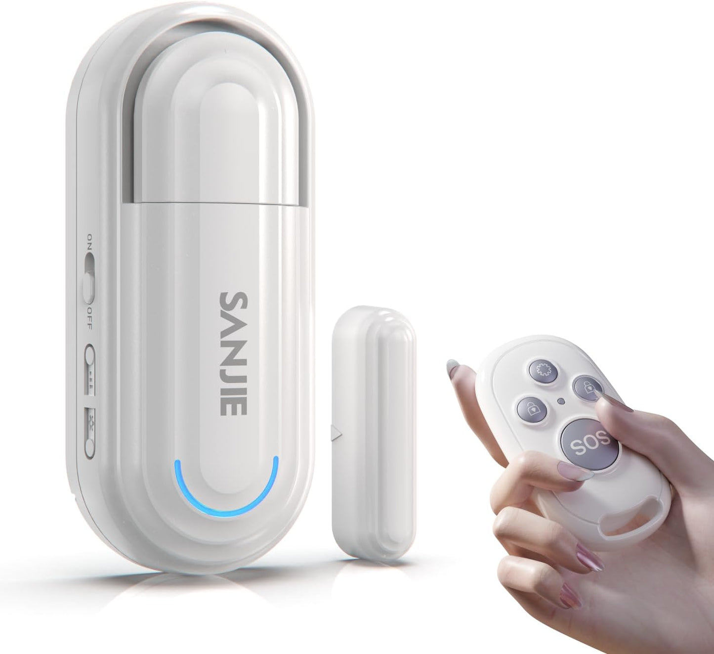 Sanjie Door Alarms for Kids Safety/Home Security/Dementia,Pool Door Alarm Wireless,4 Working Modes,0-120dB Volume Adjustable,Window Door Alarms When Opened,1 Sensor 1 Remote Control