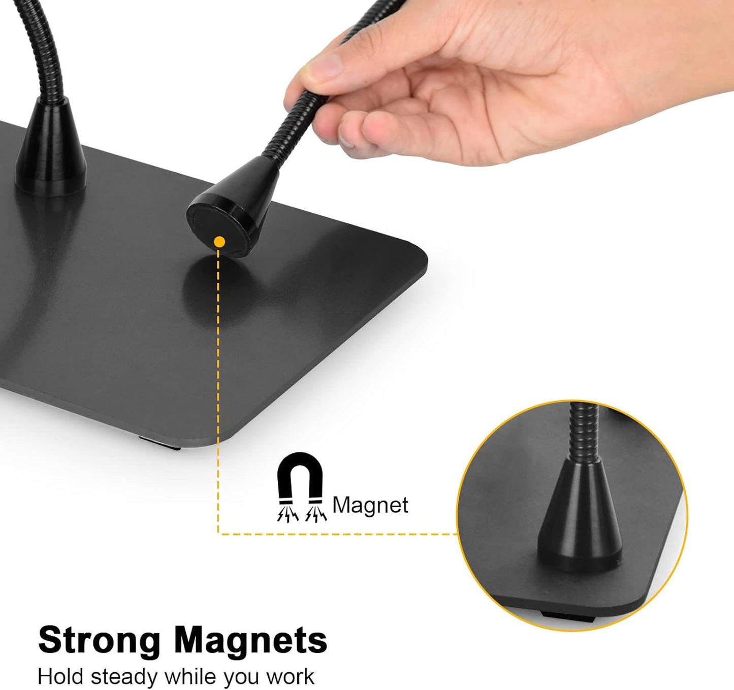 Helping Hands Soldering Circuit Board Holder Magnetic Third Hand Tools with 3X LED Magnifying Lamp, 360 Hot Air Gun Holder, Flexible Metal Arms Heavy Duty Base Electronic Repair Tool Magic Hand