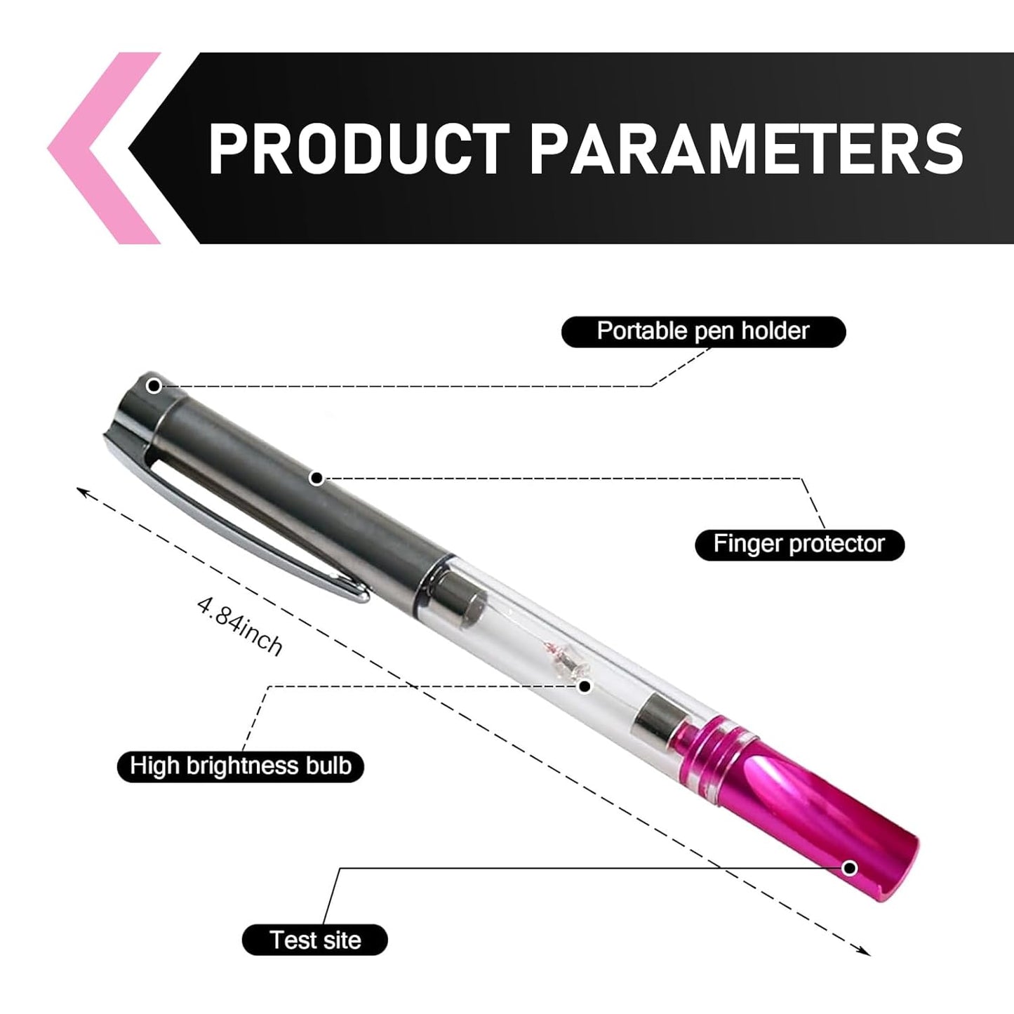Spark Ignition Tester Pen, Non-disassembly Testing Spark Plug Tester with Wider Slotted End, Faults Diagnostic Tool with Portable Pen Clip, Universal Wires Coil Detection Tool (Transparent)