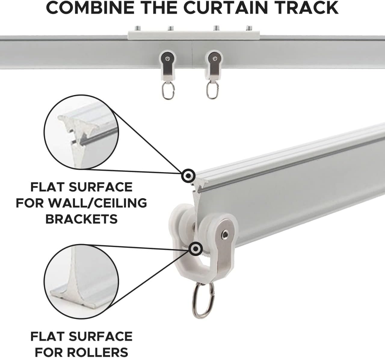 Aluminum Flexible Ceiling Curtain Track – 3ft-6.6ft / 2m Bendable Wall/Ceiling Mount Rail, Smooth Glide System for Bay Windows, RVs, Room Dividers, Showers – Easy Install & Custom Fit