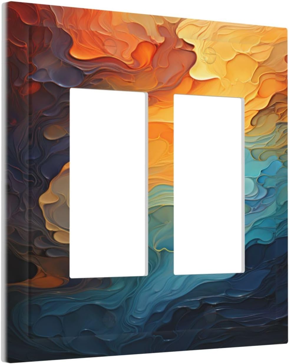 Abstract Colorful Modern Luxury Rainbow Outlet Covers Light Switch Cover Plate 2 Gang Double Rocker Wall Plates Decorative Switch Plates Plug Cover Electrical GFCI Receptacle Cover for Home 4.9 X 5 IN