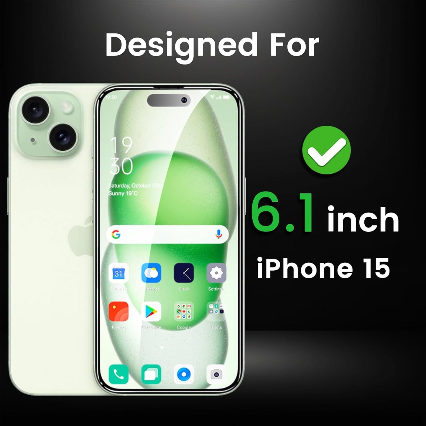 4 Pack Privacy Screen Protector for iPhone 15 6.1 Inch with 4 Pack Camera Lens Protector, Anti Spy Tempered Glass Film, Anti-Scratch, Touch Sensitive, Case Friendly
