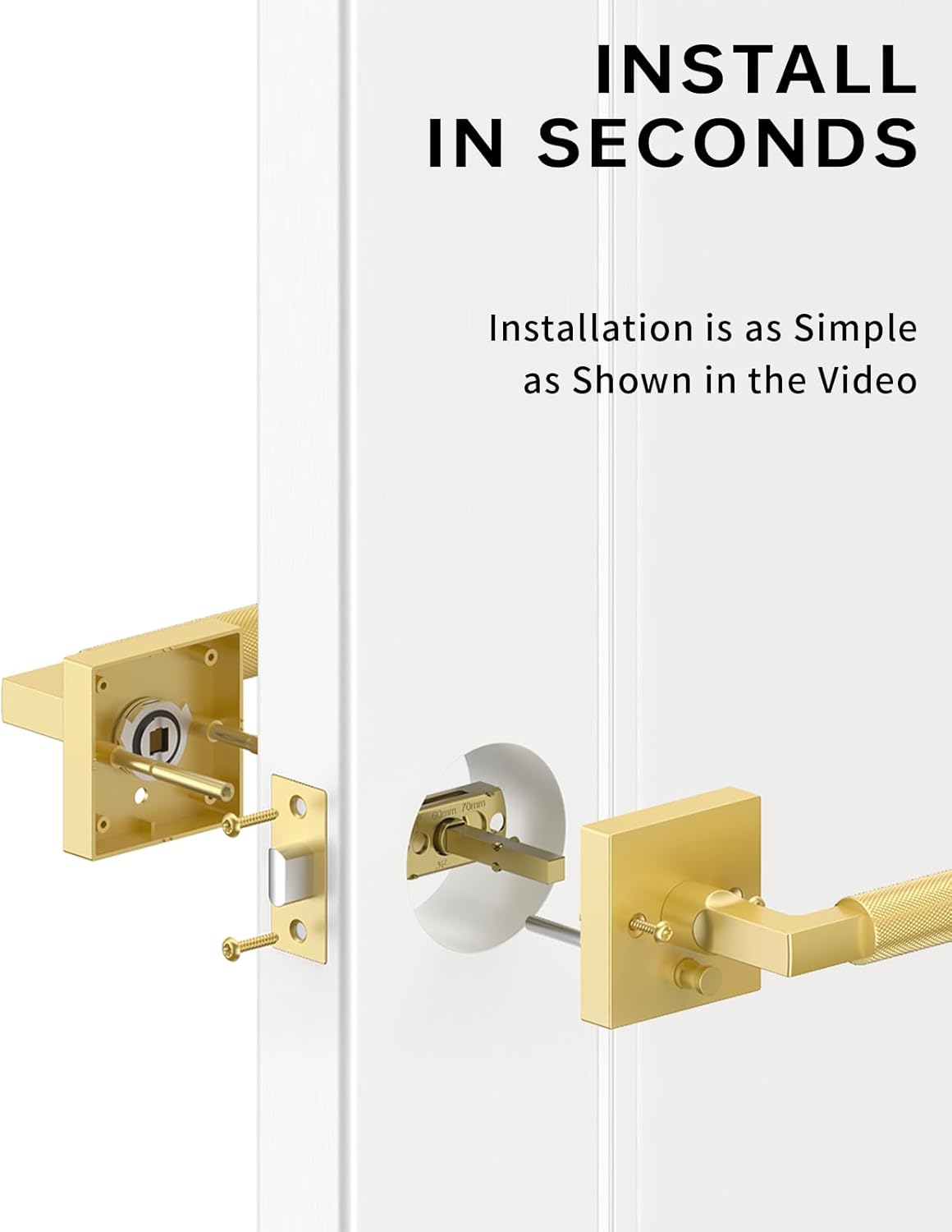 Asidrama 8 Pack Gold Privacy Door Handles, Door Lever with Door Knobs Indoor for Bedroom or Bathroom, Heavy Duty Door Handles Interior with Locks for Left Right Sided Doors