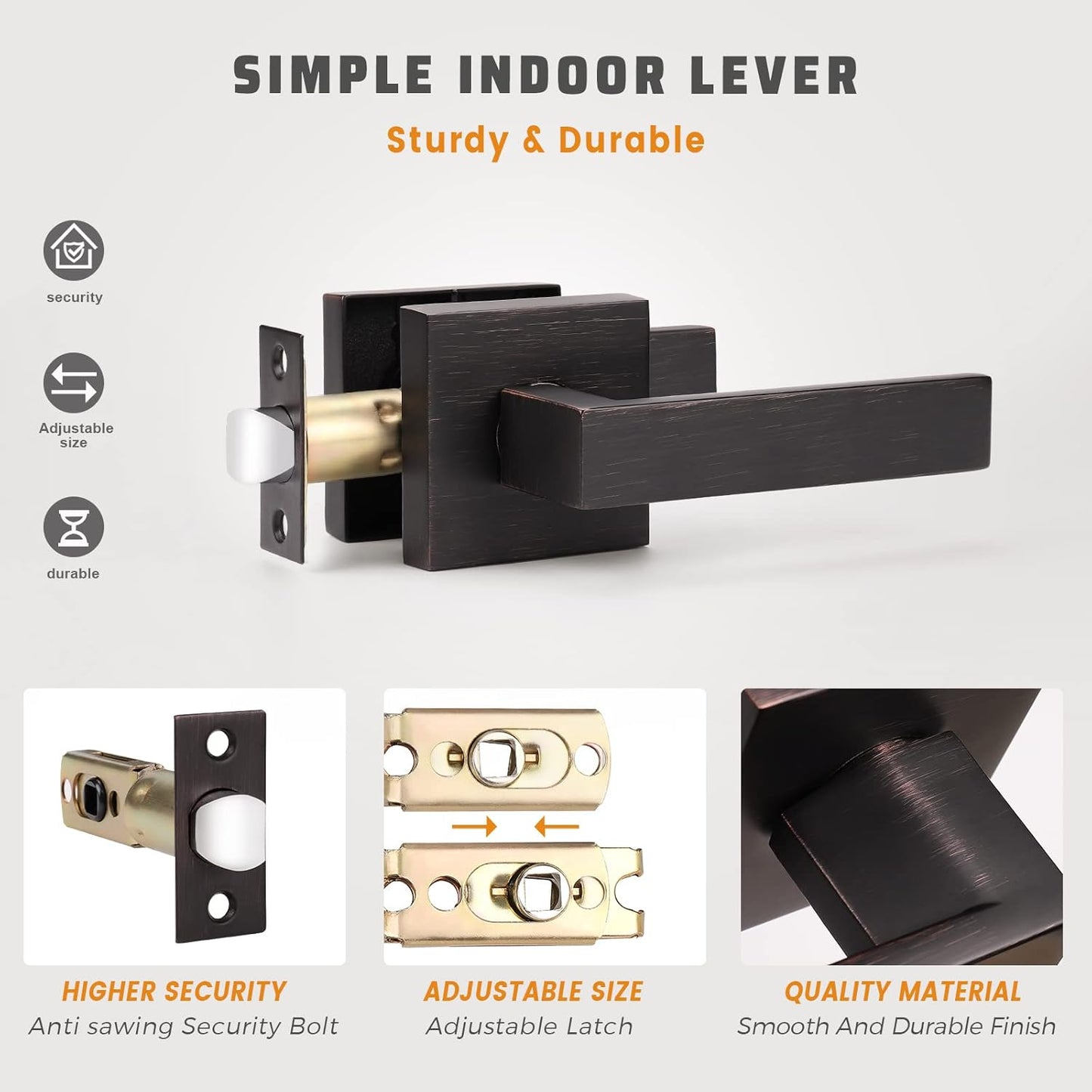 KNOBWELL Premium Oil Rubbed Bronze Closet Door Handles Passage Function Heavy Duty Lever, Door Handle for Left or Right Handing, Interior Door Lever 2 Pack 2.07 lb One Lever