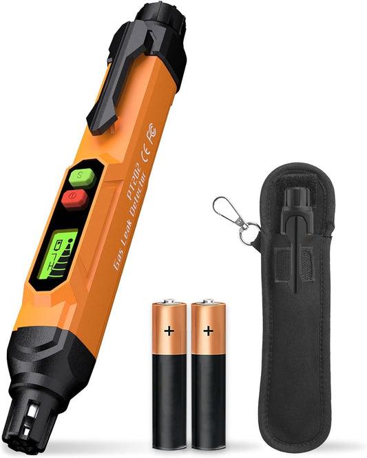 Gas Leak Detector; VITITE Propane and Natural Gas Detector; Mini Portable Gas Alarm to Locate Combustible Gas Leak Sources for Home and RV (Includes 2 Batteries & Carrying Pouch) - Orange