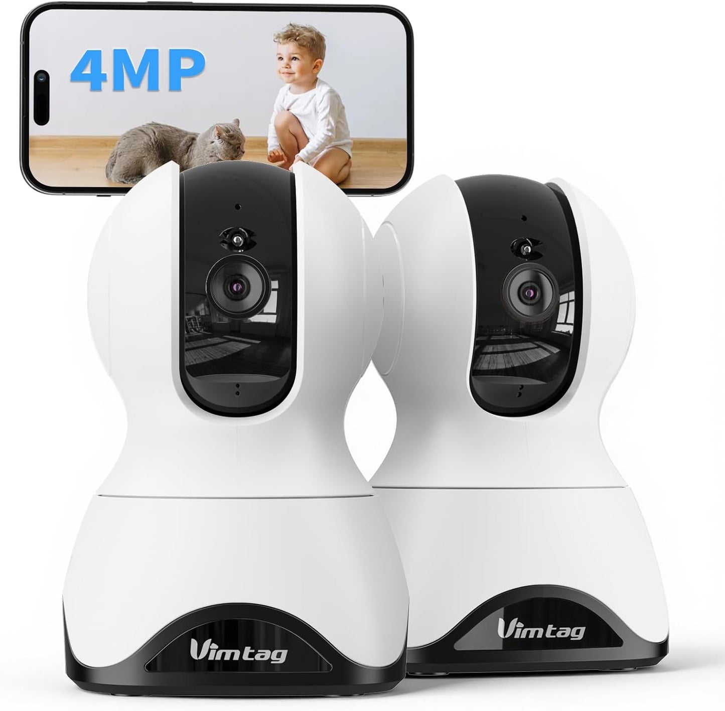 VIMTAG 2.5K Indoor Cameras for Home Security, 360° Pan/Tilt Pet Camera with Phone App for Dog/Cat, 5G/2.4GHz WiFi Security Camera Indoor for Nanny/Baby/Room, Night Vision, 2-Way Audio, Cloud & SD Card