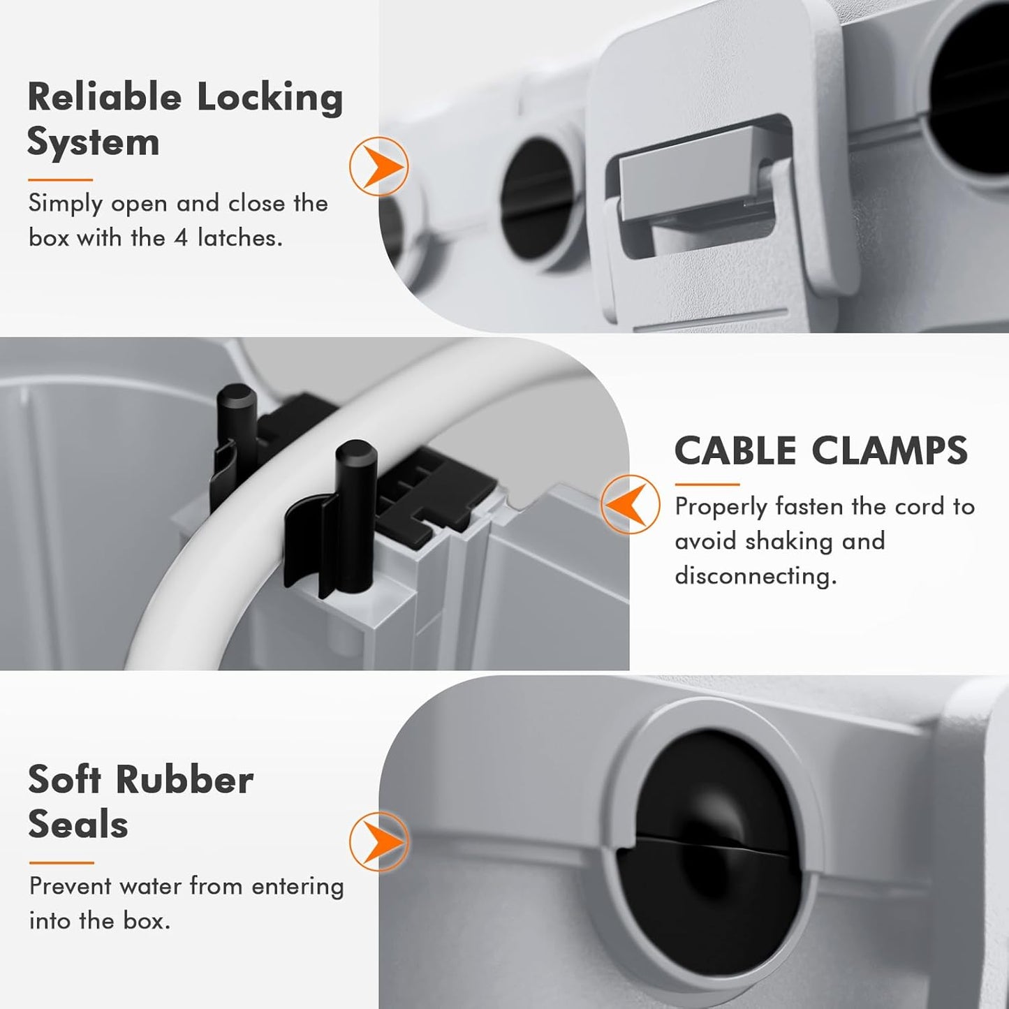 RESTMO 5-Piece Outdoor Waterproof Electrical Box Set – 12.5" x 8.5" x 5" Large & 7.1" x 2.3" x 2.3" Small, Weatherproof Boxes for Power Strip, Outlet, Plug, Socket, Timer, Holiday Light, Light Gray
