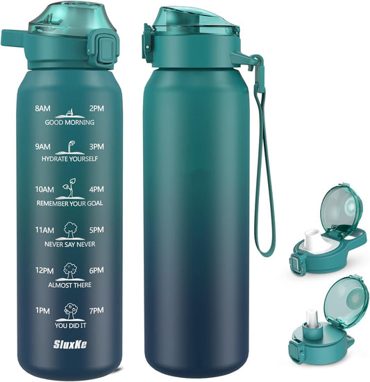 32oz Insulated Water Bottle with 2Lids(Straw Lid & Spout Lid), 1000ml Stainless Steel Water Bottle Double Walled Leakproof, Reusable Metal Bottle Keep Cold & Hot for Men, Women BLUE BLUE