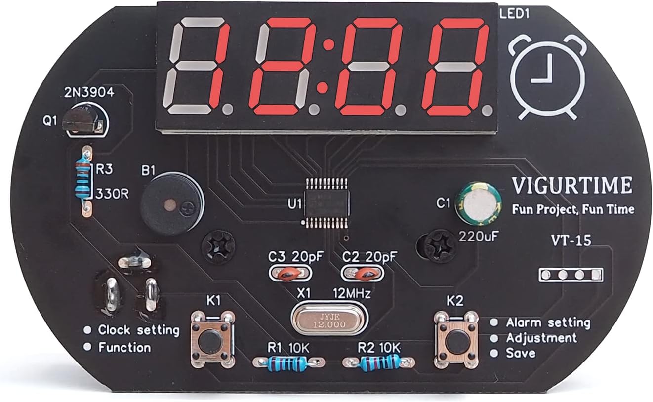 4-Digit Digital Clock Soldering Project Kit for Learning Practicing Teaching Electronics, Great STEM Project and Gift