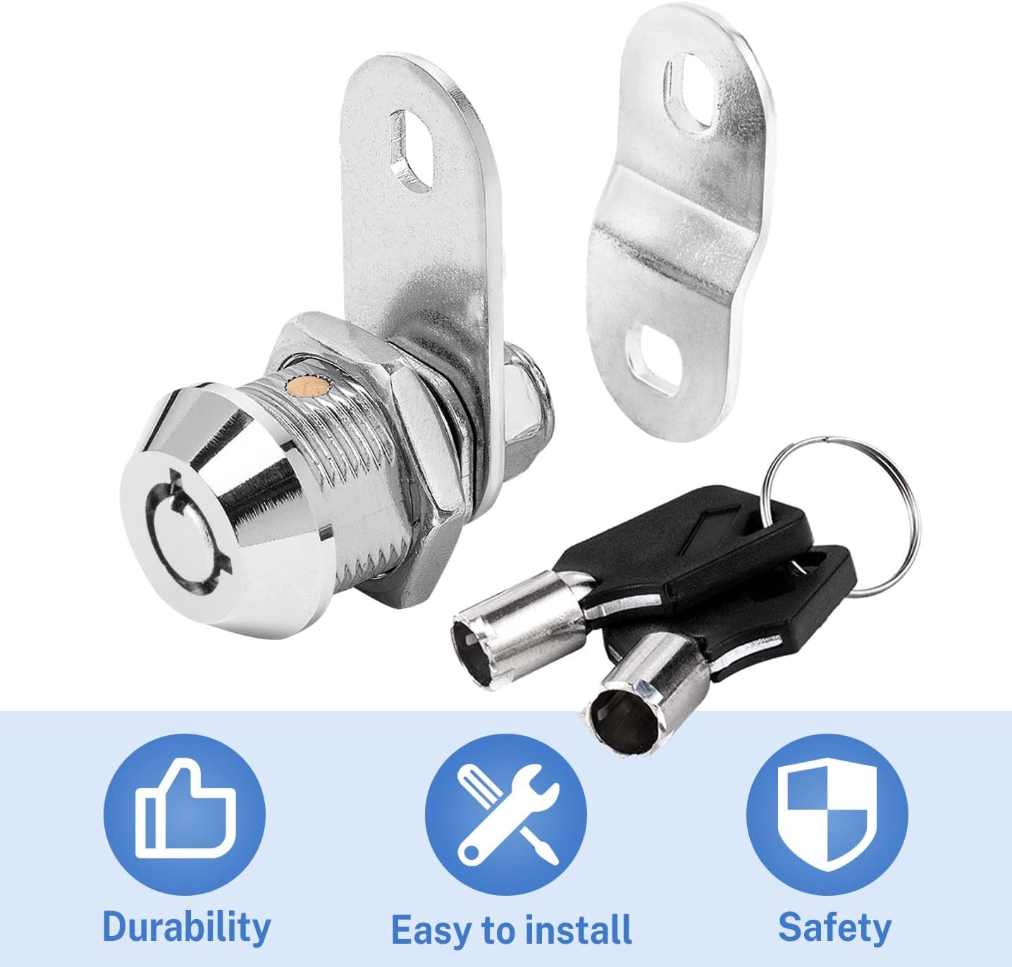 Cam Lock RV Storage Locks Keyed Alike, 5/8" Fits on 3/8" Max Door Thickness, RV Locks for Compartment Door, Camper, Trailer, Cabinet Locks with Keys (5/8 Inch 2Pack)