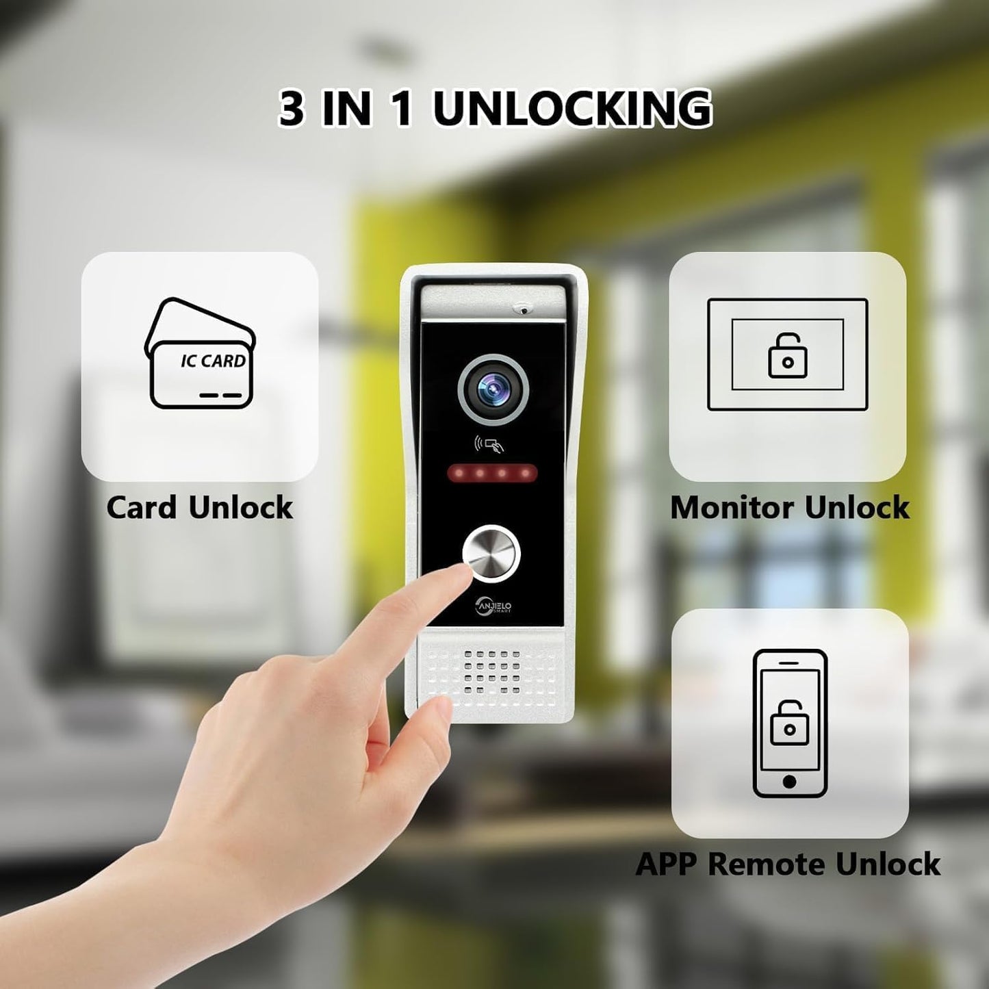 WiFi Video Intercom System Doorbell with Camera,1080P Touch Screen Monitor,Ring Doorbell Camera,Support Night Vision Remote Unlock Dual-Way Intercom for Home Security System (1 BELL+ 1 MONITOR)