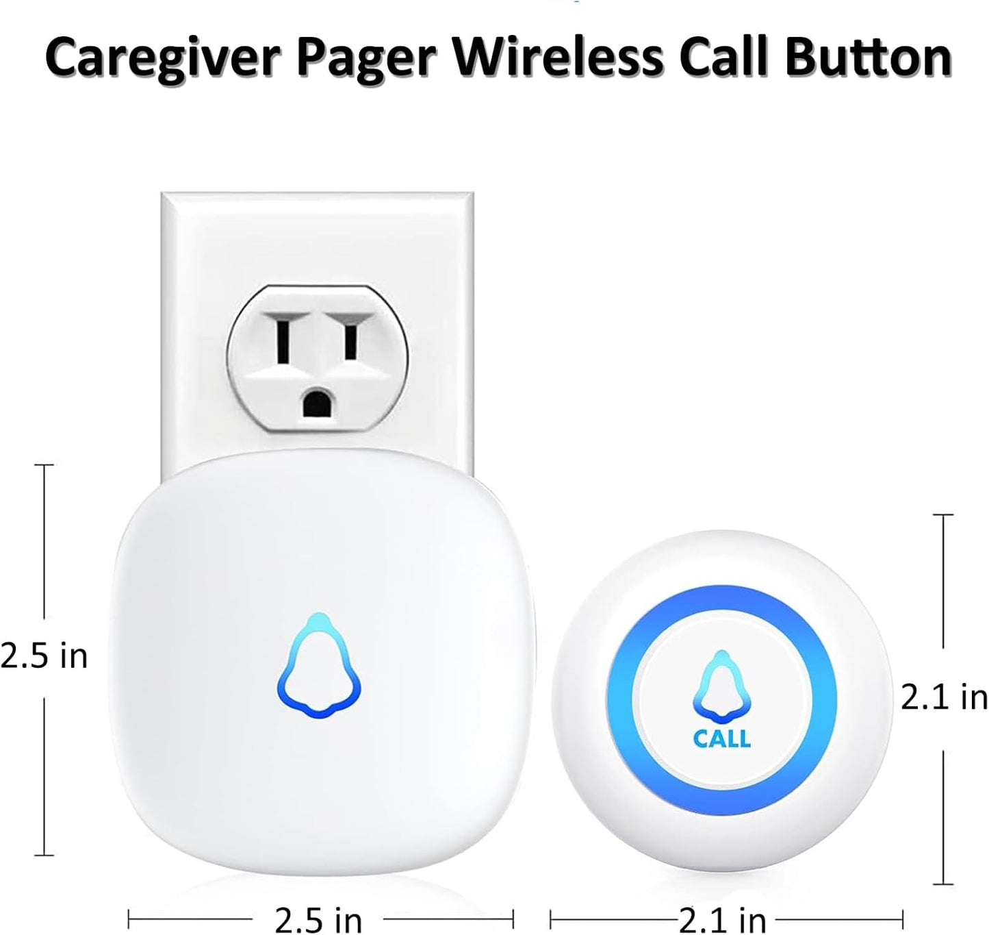 METAK Caregiver Pager Wireless Call Button for Elderly/Senior at Home, 3 Receiver + 3 Button, 1500FT 58 Ringtones Medical Life Alert System for Patients, Disabled, Nurses, Emergency Assistance, White