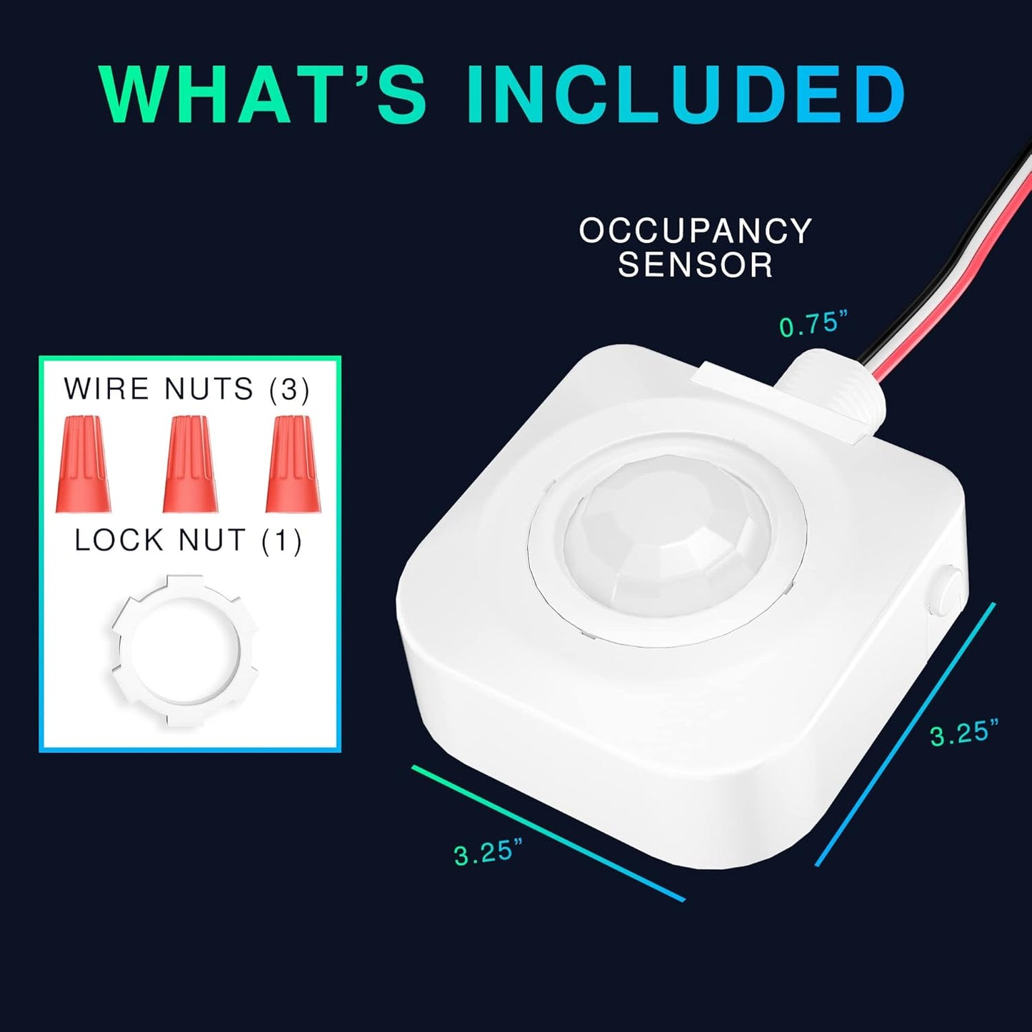 Single Pack Ceiling Occupancy Motion Sensor, Passive Infrared Technology, High Bay Fixture Mount 360 Degree, Hard-Wired, 120-277 VAC, Commercial, Industrial Grade Occupancy Sensor