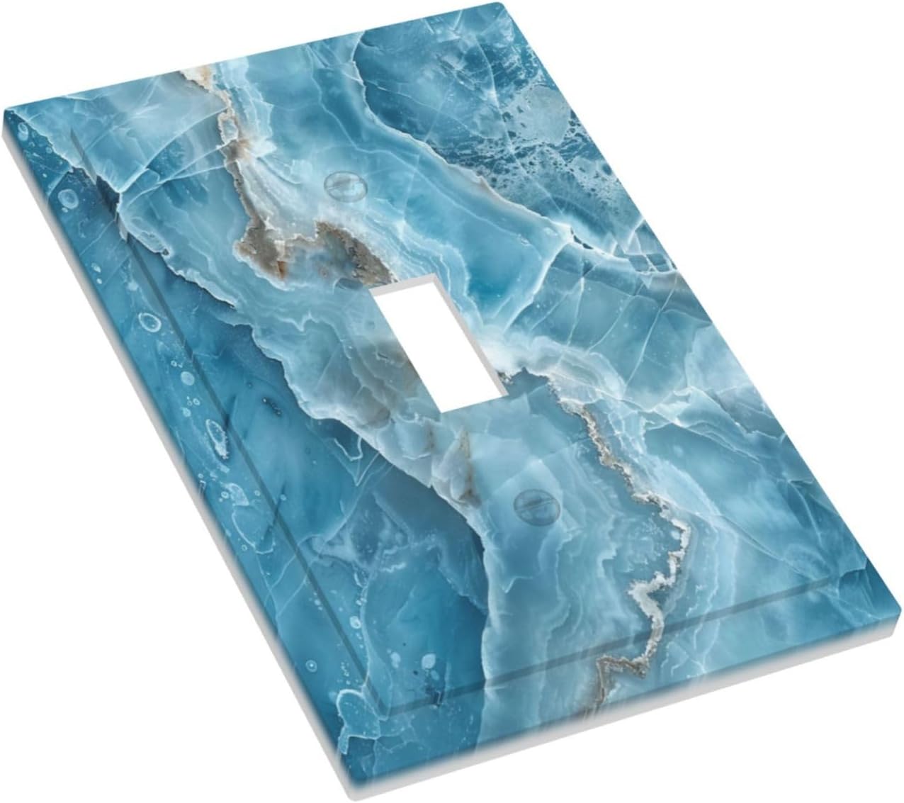 Decorative Light Switch Cover Plate Abstract Watercolor Blue Marble Texture 1 Gang Single Toggle Wall Plates for Electrical Outlets Outlet Covers Switch Plate Covers for Kitchen Decor