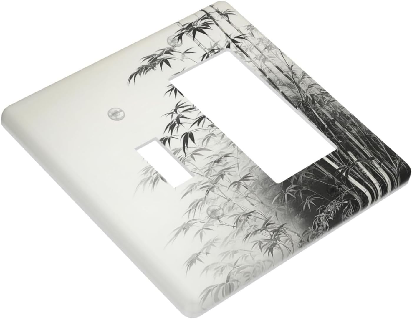 Watercolor Vintage Ink Bamboo Forest 2 Gang Combo 1 Toggle 1 Rcoker Light Switch Covers Decorative Switch Plates Electrical Switch Plates and Outlet Covers for Home Art Decor 4.5 X 4.5 IN