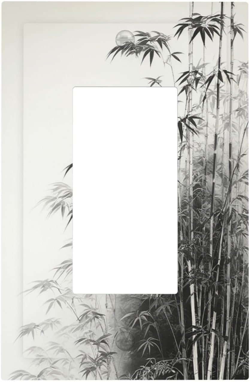 Outlet Covers Watercolor Vintage Ink Bamboo Forest 1 Gang Wall Plates Single Rocker Light Switch Covers Decorative Switch Plates Electrical GFCI Panel Covers for Home Office Decor 5 X 3 IN