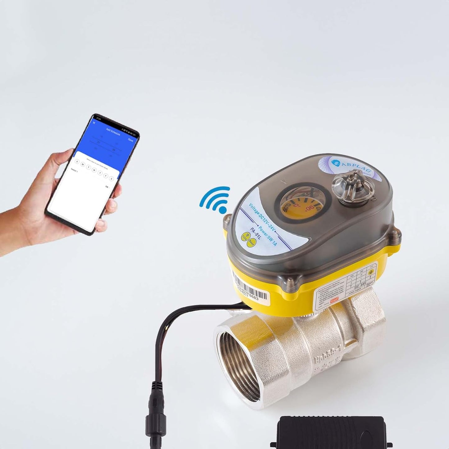 Smart Electric Ball Valve 1 inch Full bore Ball Valve Tuya APP Smart WiFi Water Shut-Off Valve, Actuator 24V AC110V-230V Power Adapter and Automatic Return Setting. Smart Timer Water Valve DN25MM