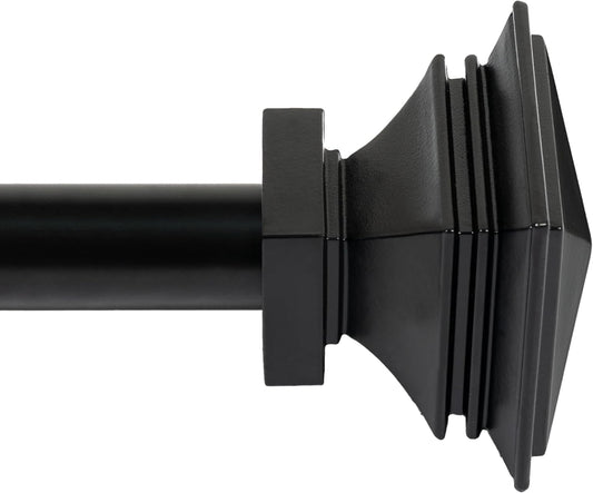 Deco Window Adjustable Curtain Rod for Windows 44 to 120 Inch (Pack of 1) Extendable Heavy Duty 1 Inch Iron Drapery Pole with Finials Wall Mounted French Door Curtain Rods (Black)