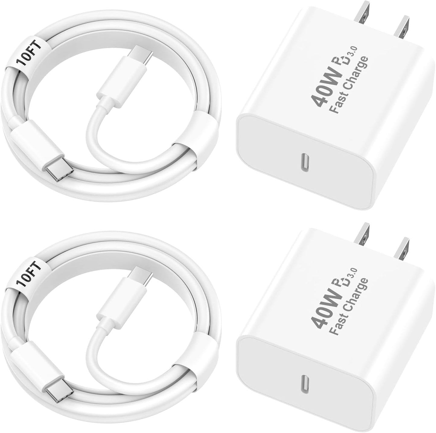 iPhone 17 16 Pro Max Charger Fast Charging, 2 Pack 40W USB C iPhone 16 17 Fast Charger Block with 10 FT Long Type C to C Charging Cable for iPhone 17/17 Pro Max/17 Pro/Air/16/16 Pro Max/15/15 Pro Max