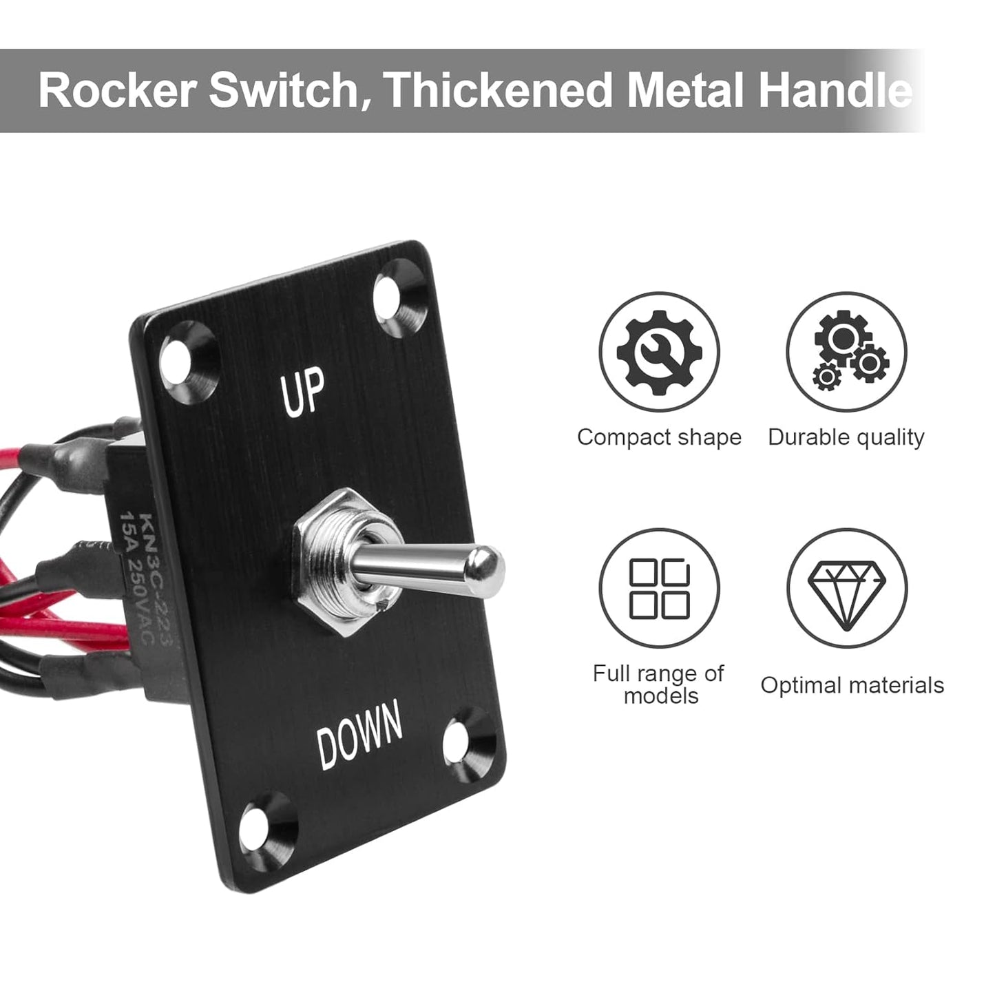 Button Switch Rocker Switch Toggle Switch Self Reset Six Pin Three Position UP/Down Prewired Power Transfer Switch with Mounting Plate,Waterproof Cap.