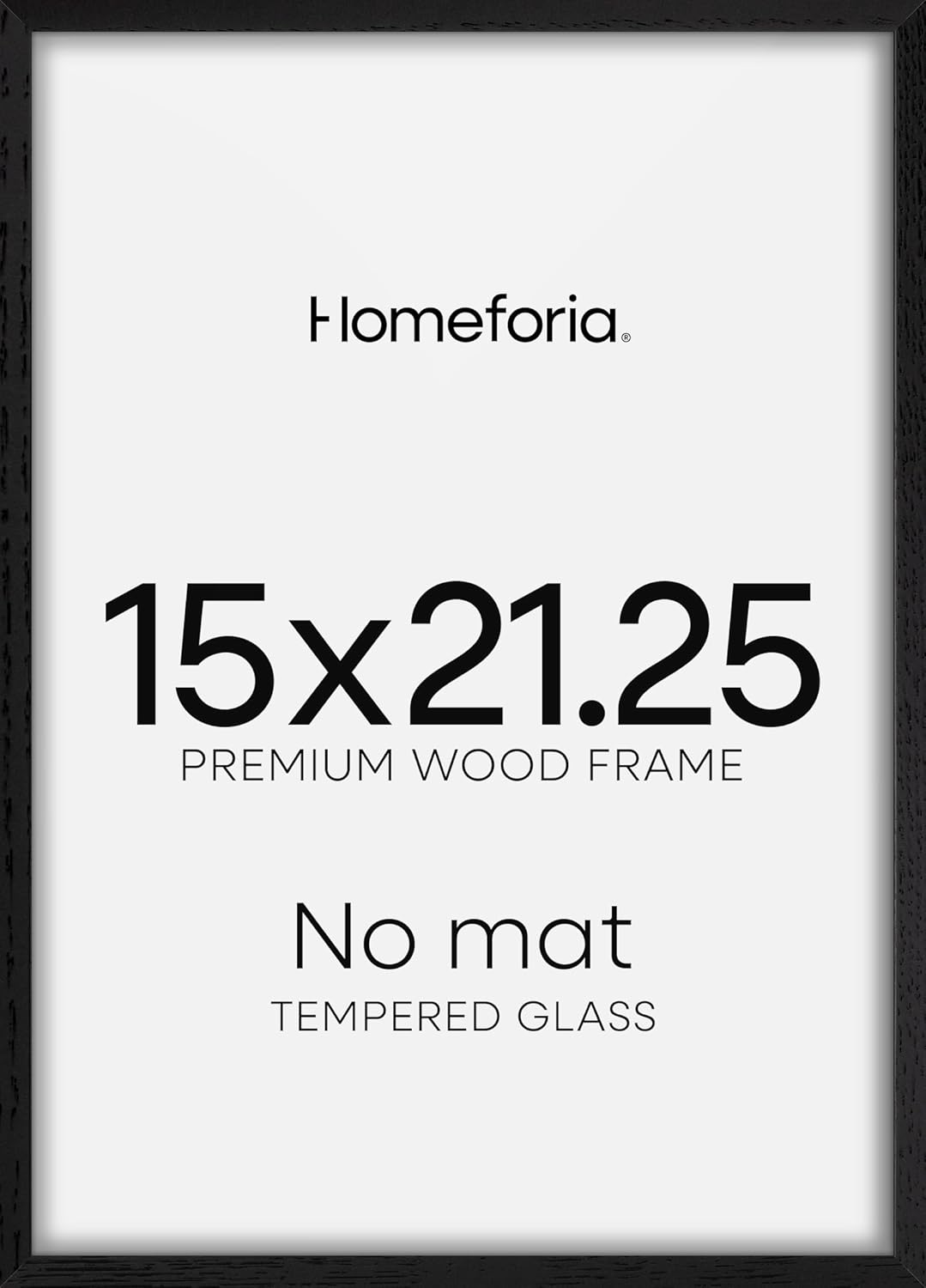 Homeforia 15x21.25 Black Wood Puzzle Frame, High End Oak 15 x 21.25 Frames without Mat, Wooden 21.25x15 Thin Hanging Picture Frame for Wall, 15by21.25 Poster Frames, Tempered Glass, Wall Kit, Set of 1