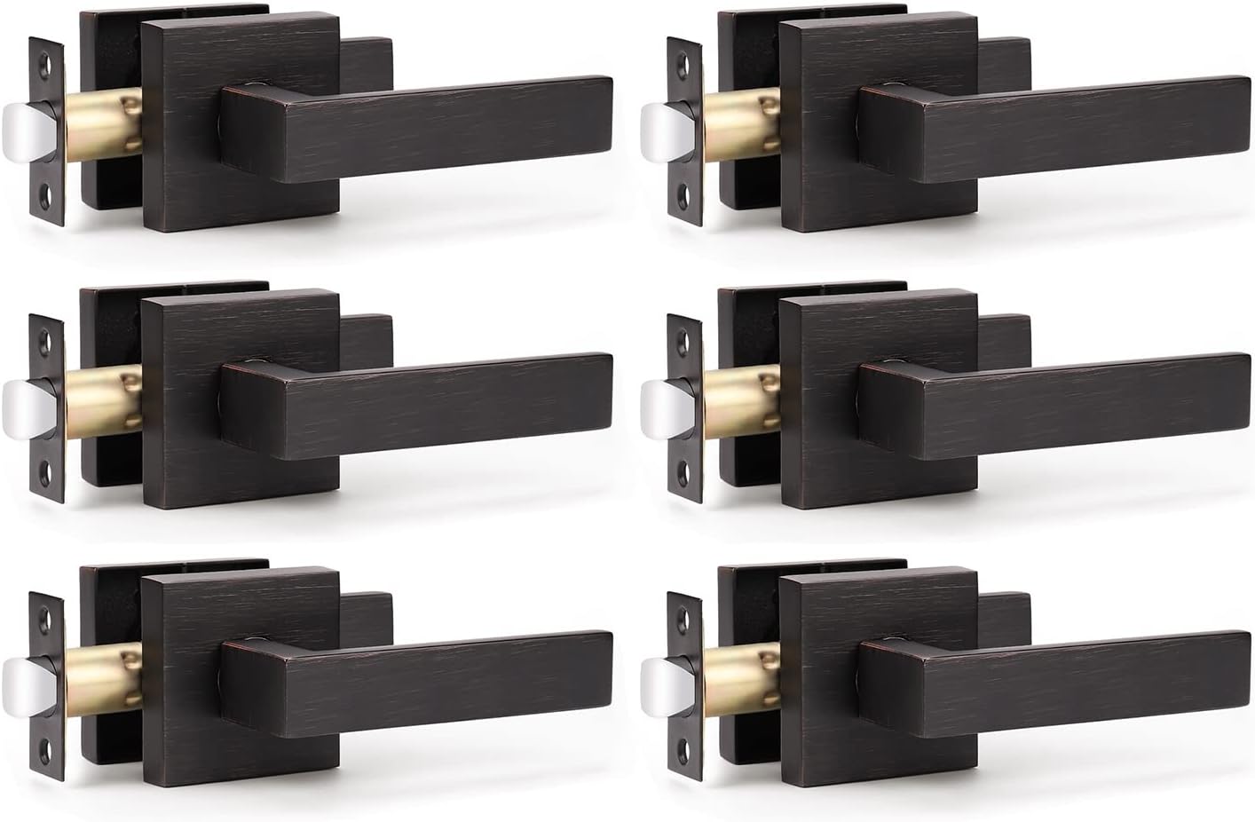 KNOBWELL Oil Rubbed Bronze Interior Door Handles Passage Function Heavy Duty Door Leversets, Closet Door Levers for Left or Right Handing, 6 Pack 2.07 lb One Lever