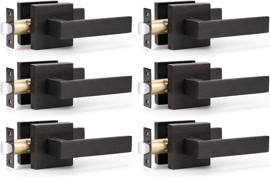 KNOBWELL Oil Rubbed Bronze Interior Door Handles Passage Function Heavy Duty Door Leversets, Closet Door Levers for Left or Right Handing, 6 Pack 2.07 lb One Lever