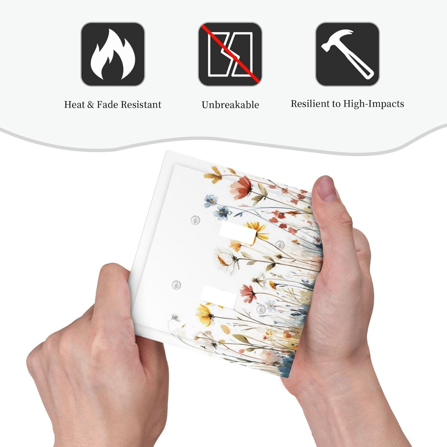 Watercolor Wildflower Colorful Floral Plant Decorative Switch Plates 2 Gang Double Toggle Outlet Light Switch Cover Wall Plate Electrical Faceplate for Bed Room Living Room Decor